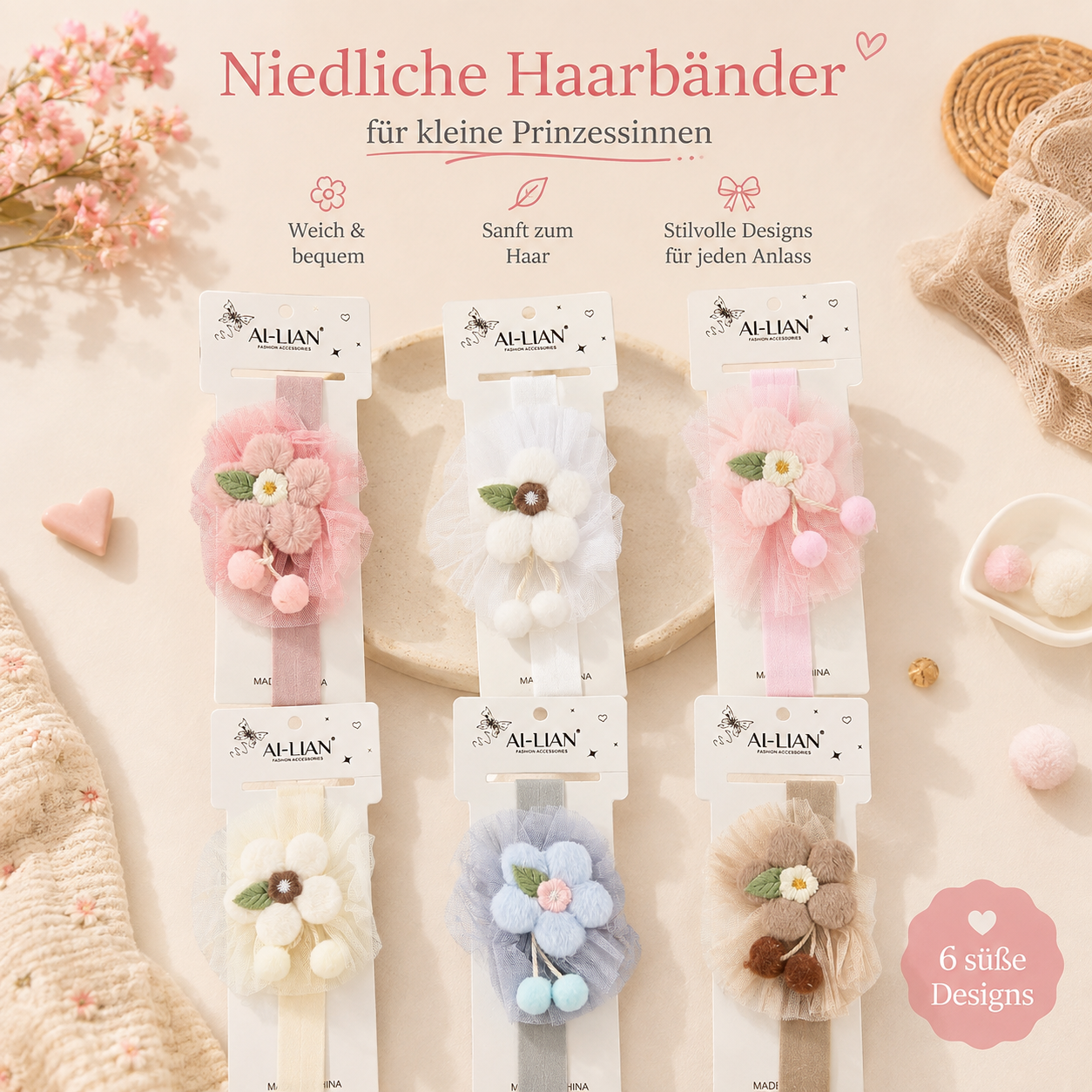 Baby Haarband Blumenapplikation