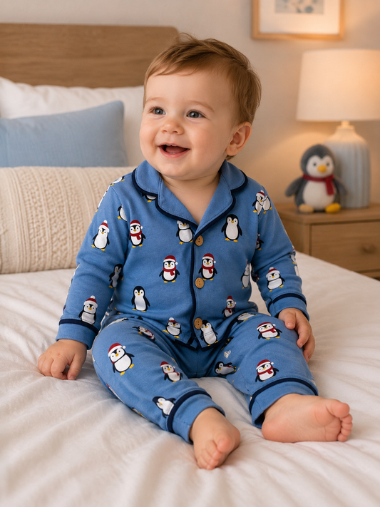 Baby Pyjama Baumwolle Pinguine