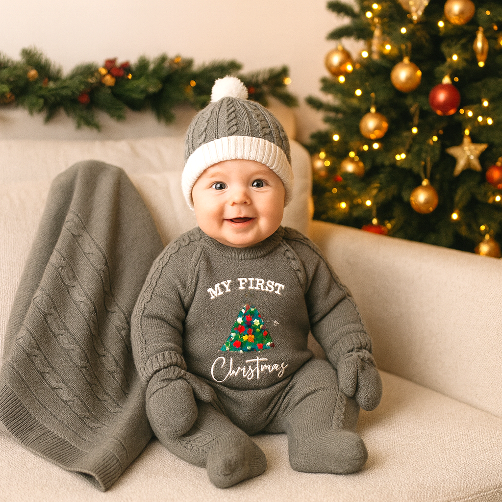 My First Christmas – 5-teiliges Strick-Set von Nipperland (Grau)