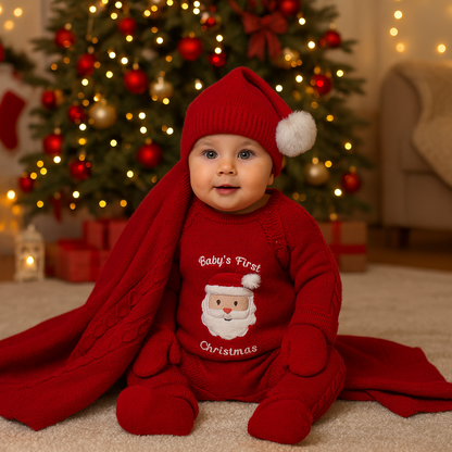 Baby’s First Christmas – 5-teiliges Strick-Set von Nipperland (Rot)