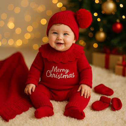 Merry Christmas – Erstlingsset für Mädchen von Nipperland (Rot)