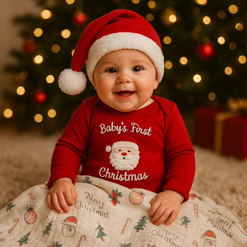 Baby’s First Christmas – 3-teiliges Set von Nipperland (Rot)