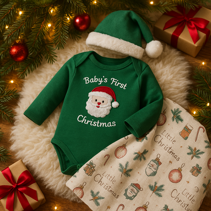 Baby’s First Christmas – 3-teiliges Set von Nipperland (Grün)