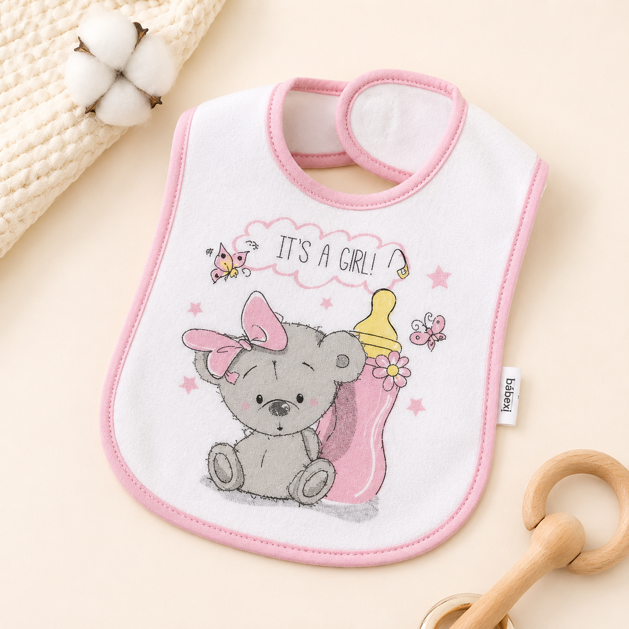Baby Lätzchen Bär Rosa