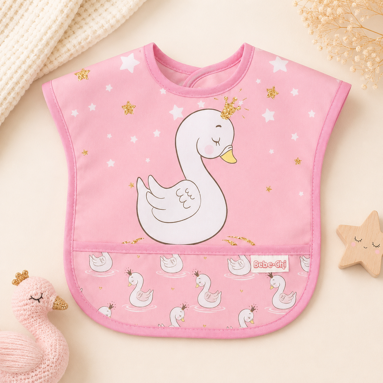 Baby Lätzchen Schwan Rosa
