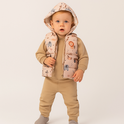 Baby Outfit 3-teilig – Safari-Set mit Weste, Sweatshirt & Hose