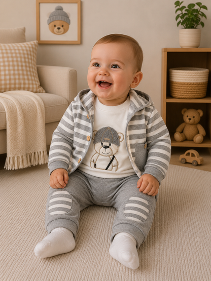 Baby Set Kapuze Streifen
