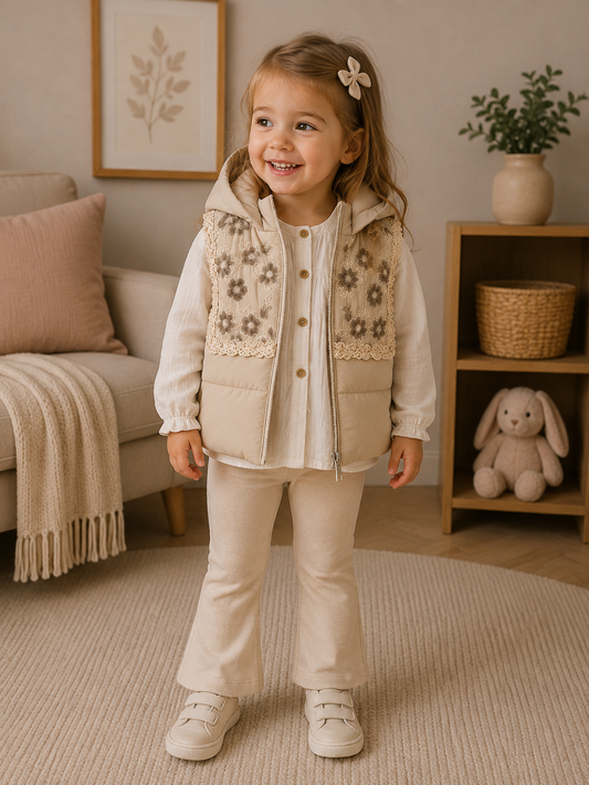 Mädchen Set Steppweste Blumen
