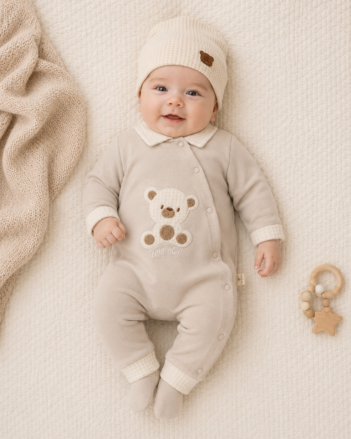 Baby Strampler Bär Mütze