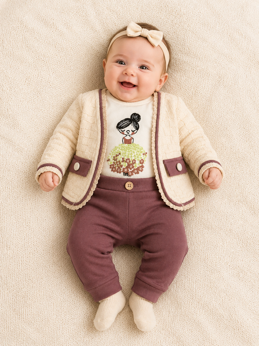 Baby Set Bordeaux Strickjacke