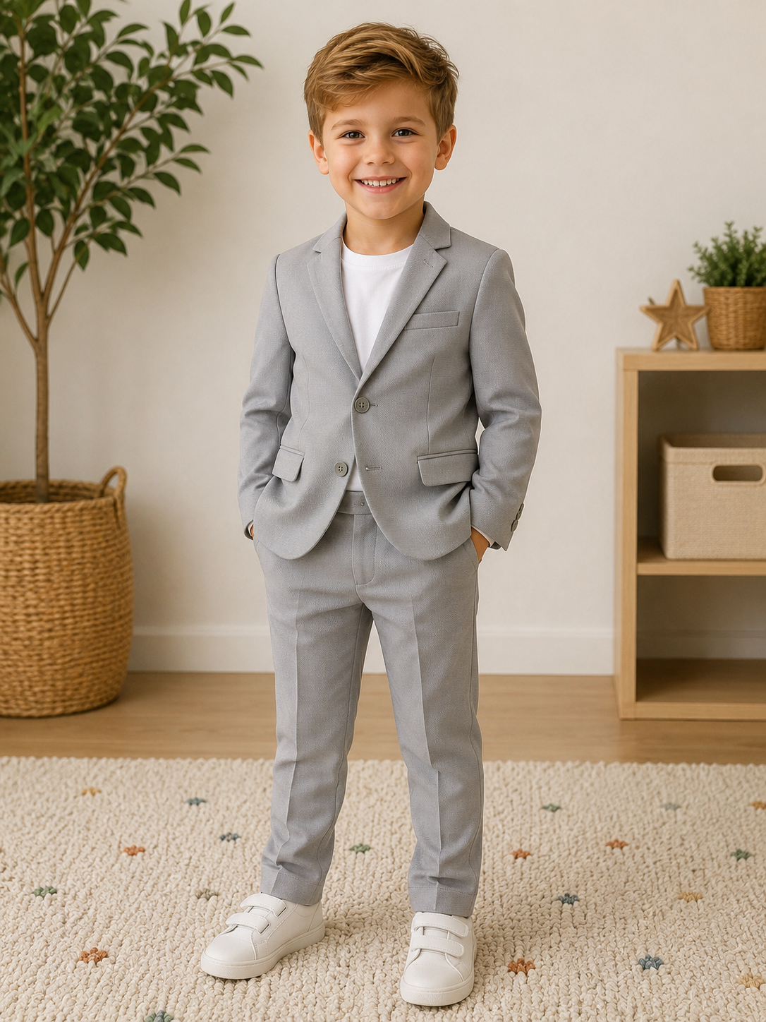 Jungen Anzug Set Grau