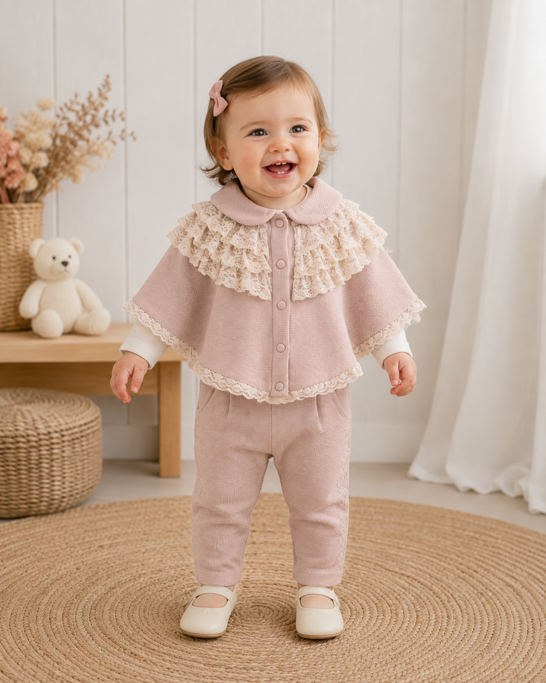 Baby Mädchenset Poncho Rosa