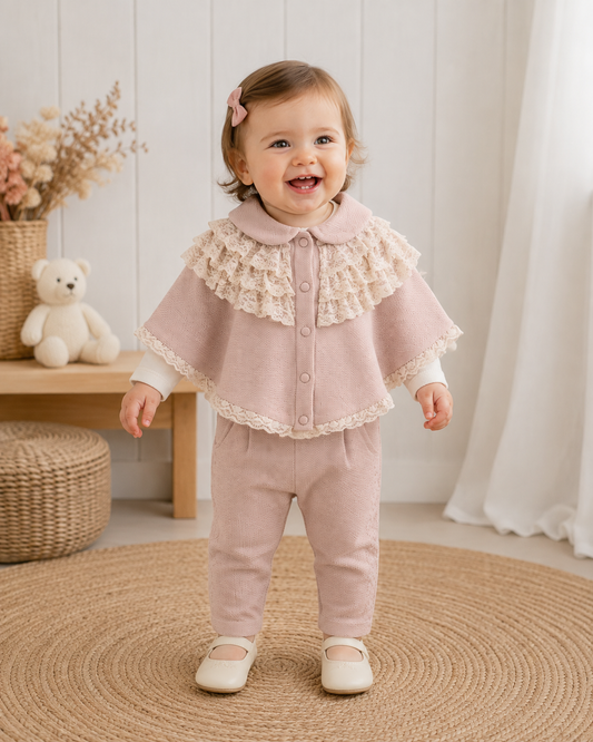 Baby Mädchenset Poncho Rosa