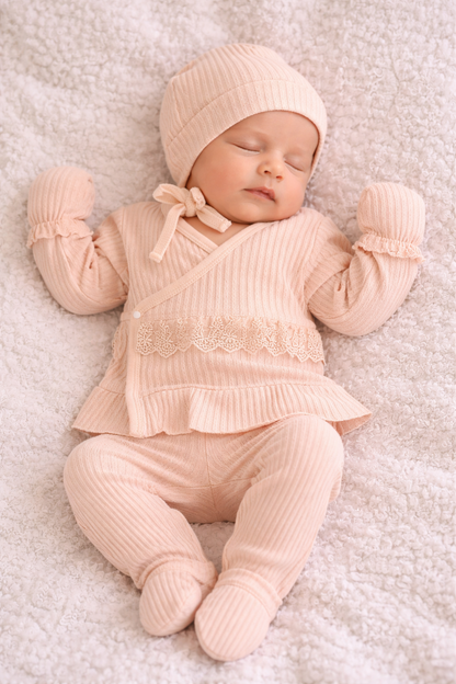 Baby Mädchen 5-Teiler Erstlingsset mit Rüschen & Spitze