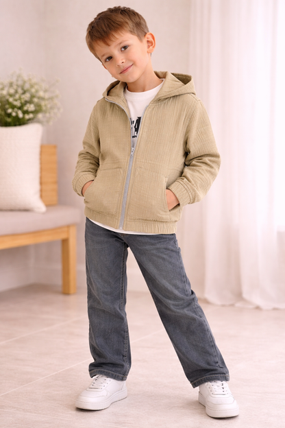 Jungen 3-teiliges Outfit Set mit Hoodie, T-Shirt & Jeans – 2 Farben
