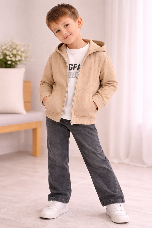 Jungen 3-teiliges Outfit Set mit Hoodie, T-Shirt & Jeans – 2 Farben