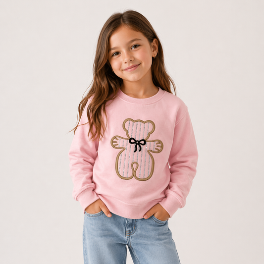 Mädchen Pullover rosa mit süßem Teddybär-Motiv