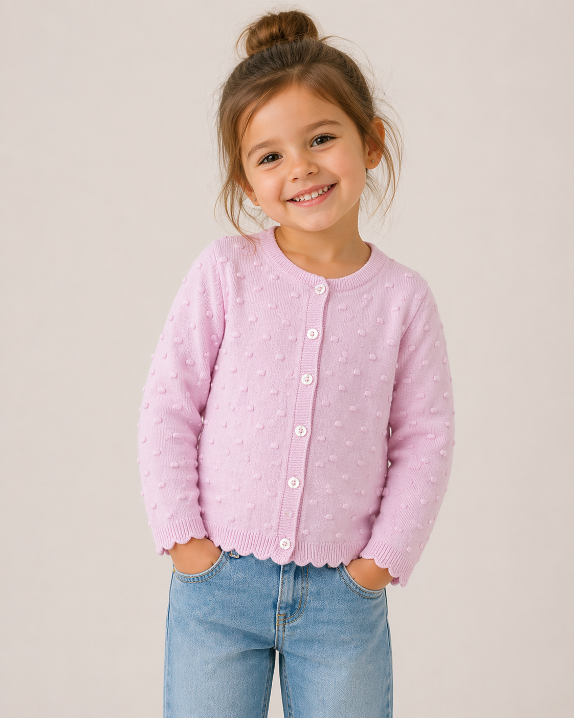 Mädchen Strickweste – zart & weich in Rosa 👧🌸