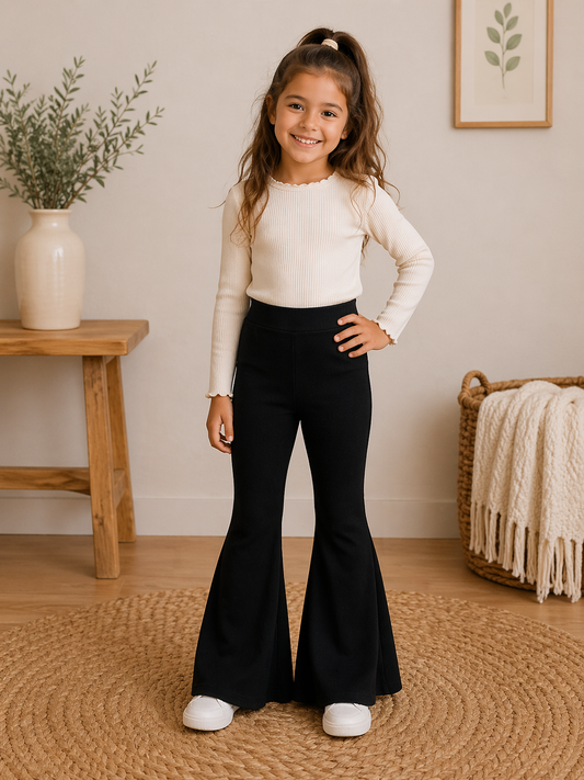 Mädchen Schlaghose – klassisch & bequem in Schwarz 👧🖤
