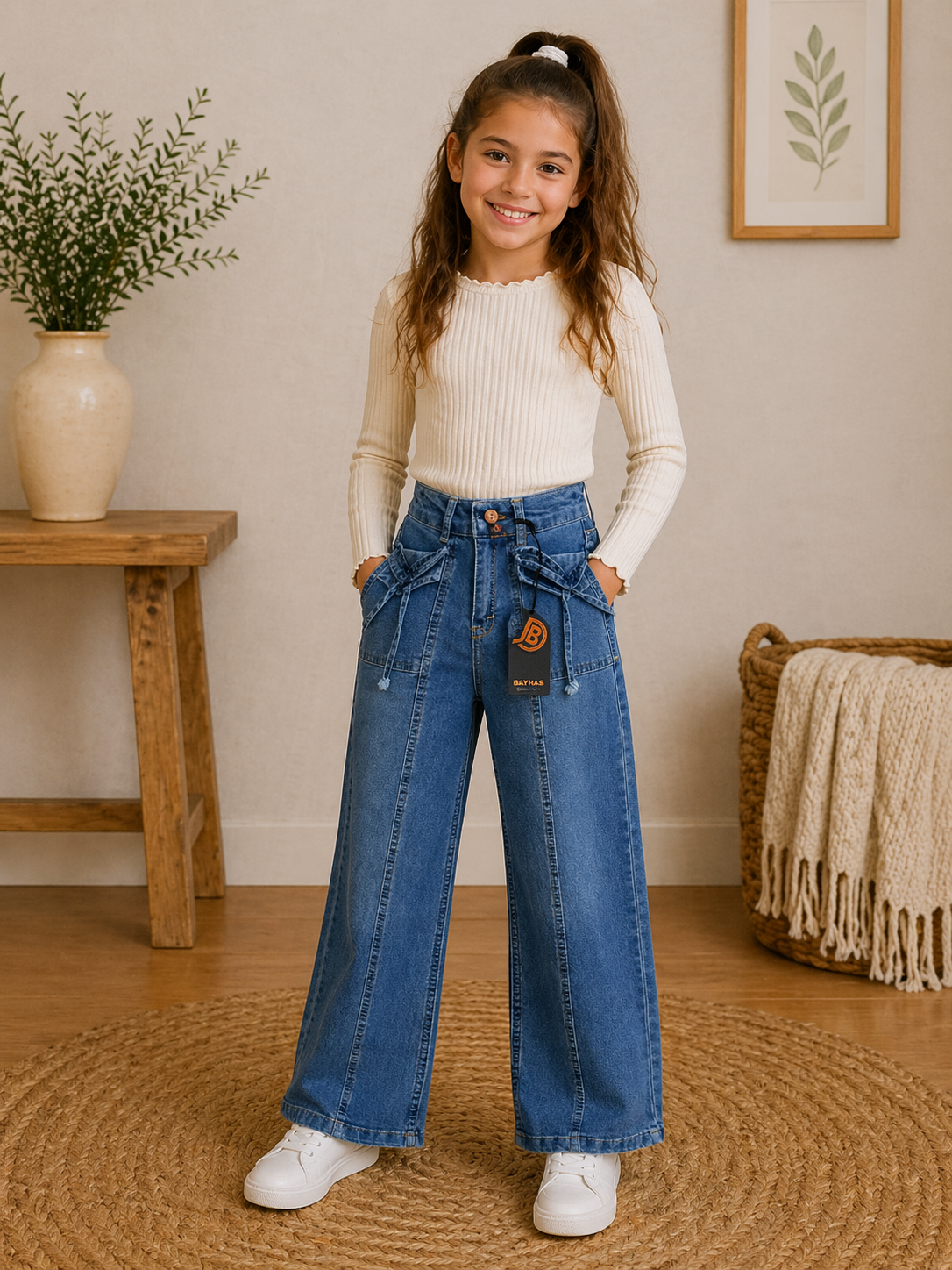 Blaue Jeanshose für Mädchen – weiter Schnitt & trendiges Design 👖💙