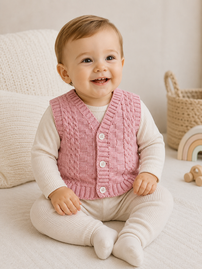 Baby Strickweste Zopfmuster