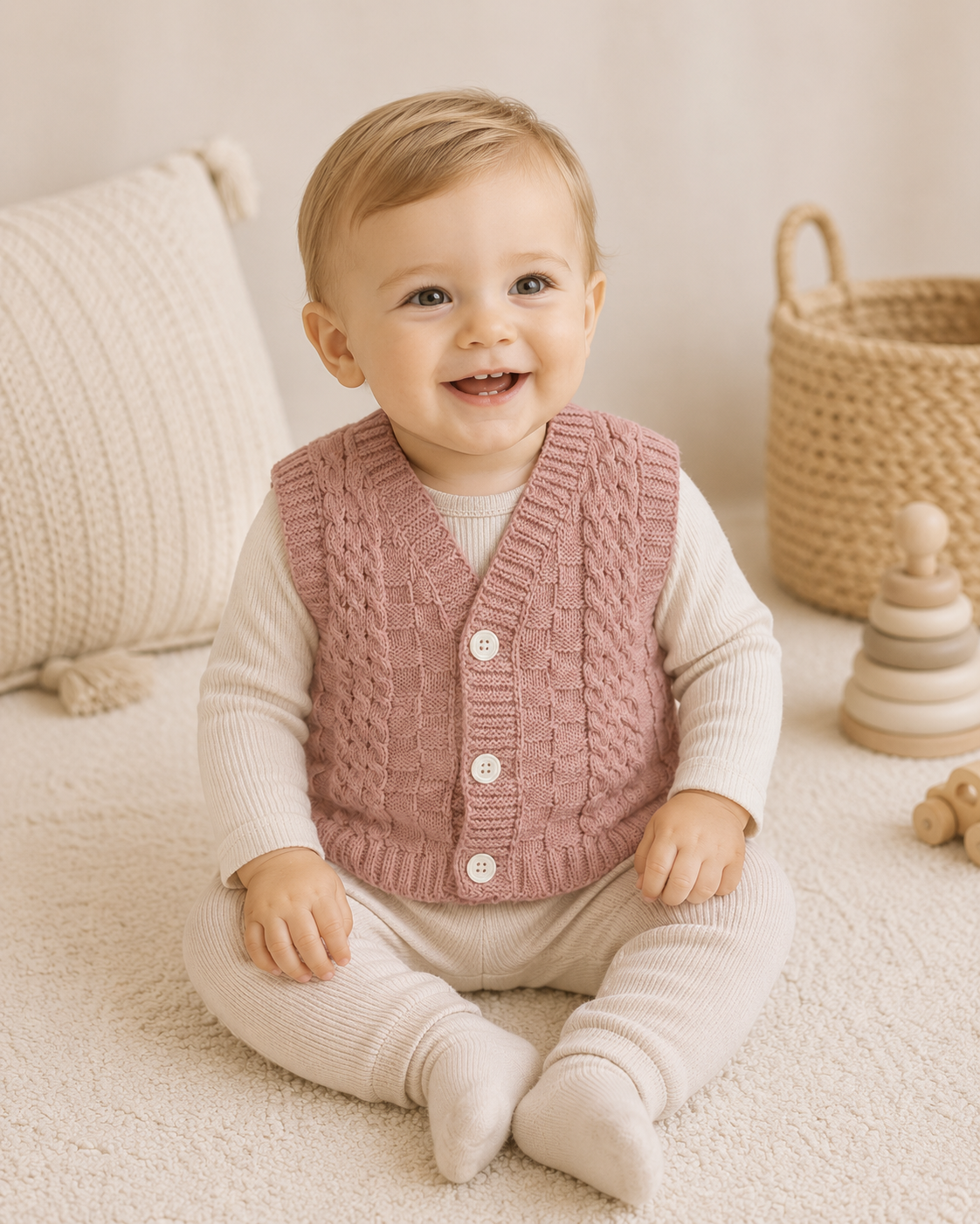 Baby Strickweste Zopfmuster