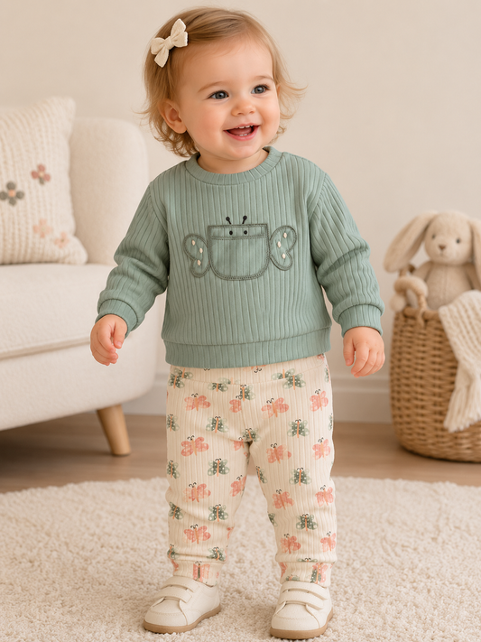 Baby Set Schmetterlingsmuster Grün