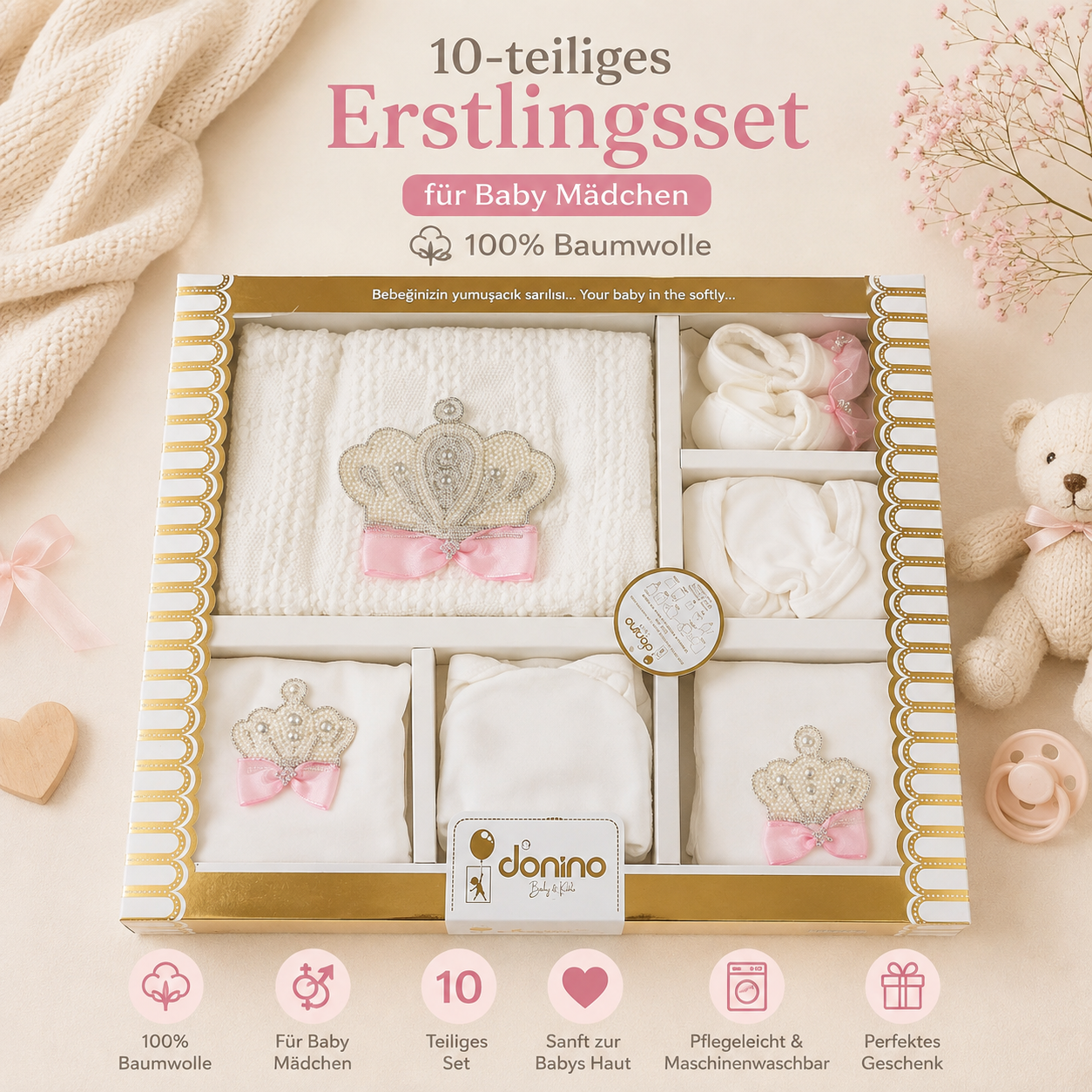 Erstlingsset Krone Rosa