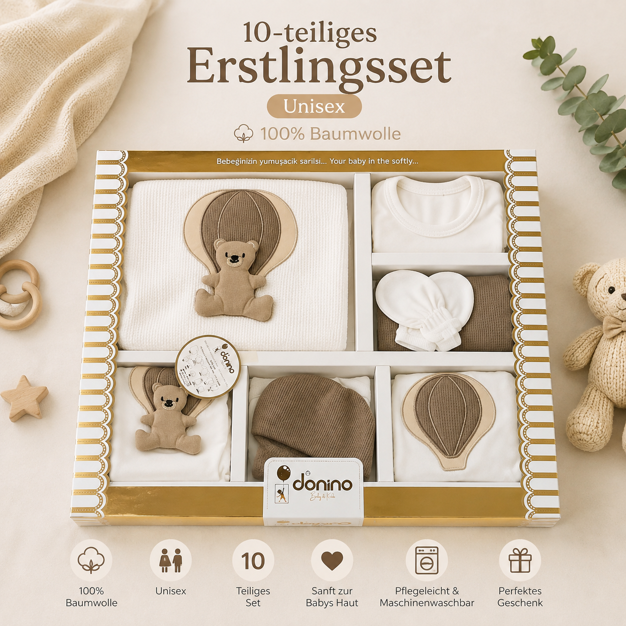 Erstlingsset 10-teilig Beige