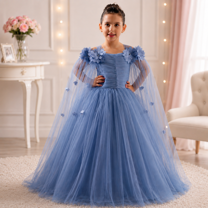 Tüllkleid Blumen Cape