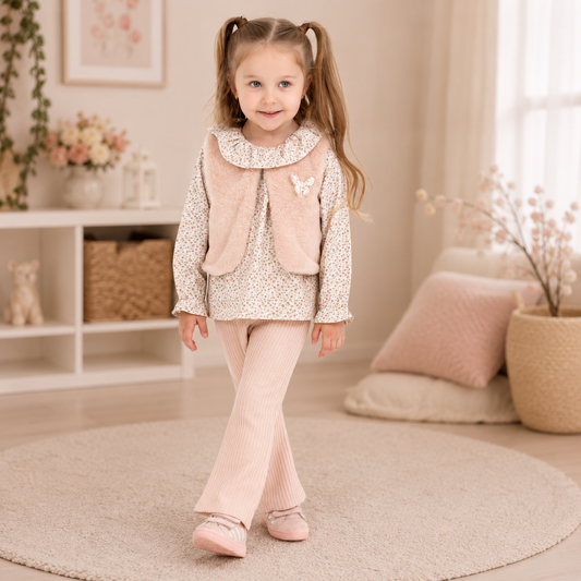 Mädchen Set Rosa Blumen