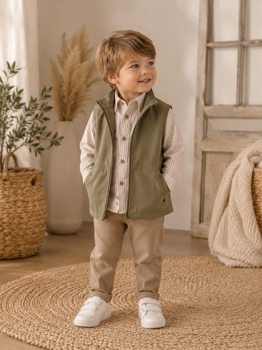 Jungen Set Khaki Weste