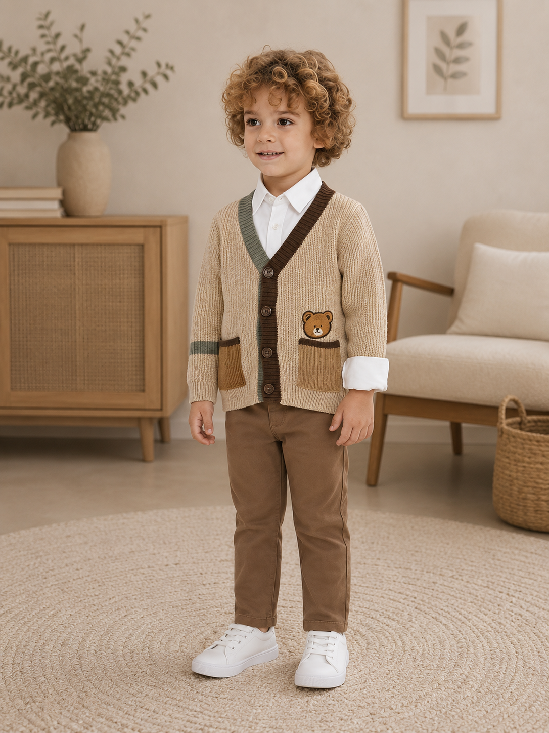 Jungen Outfit Cardigan Bär