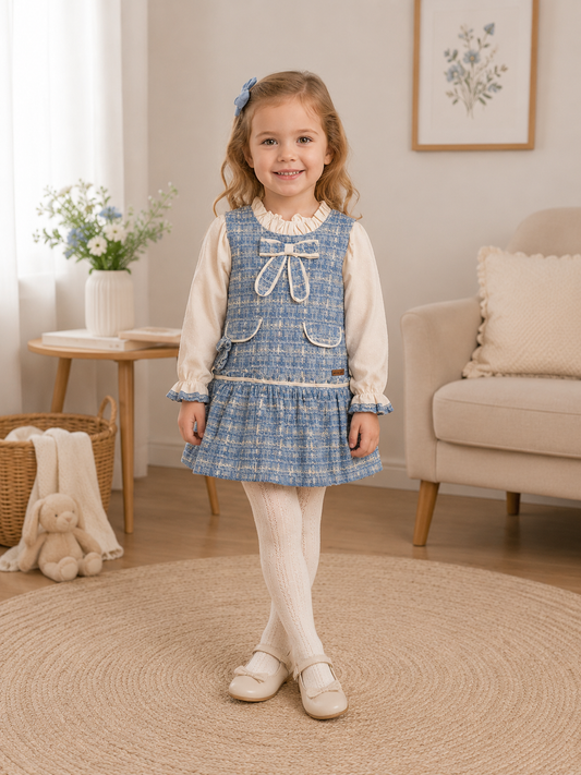 Mädchen Kleid Blau Schleife