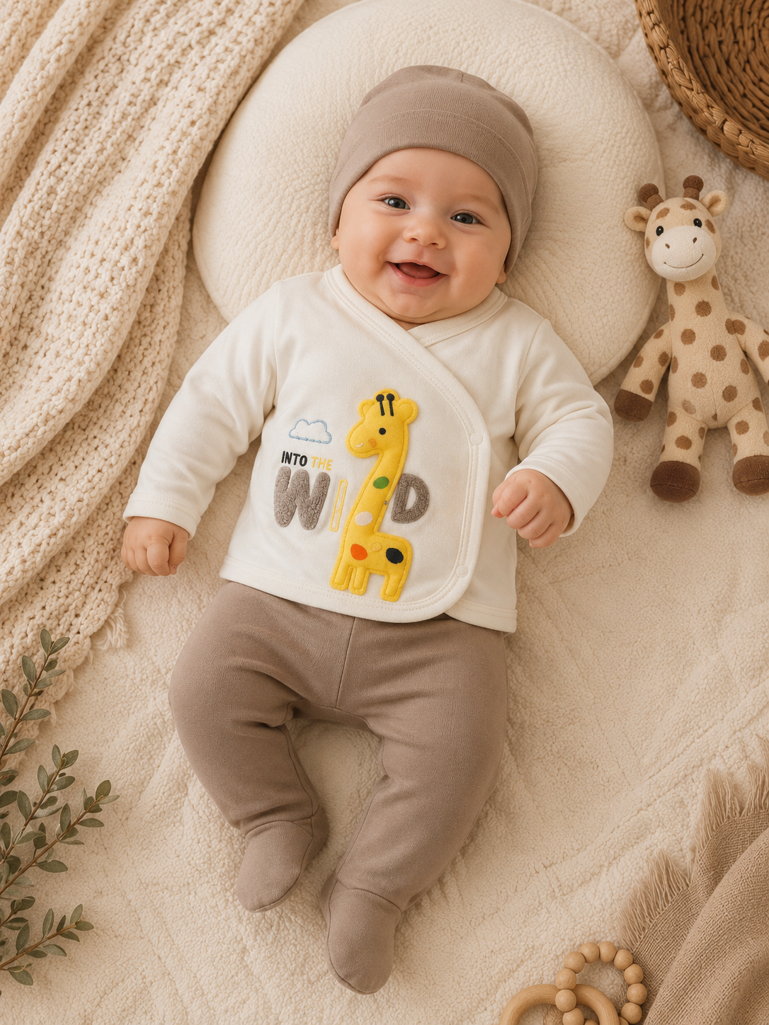 Erstlingsset Baumwolle Giraffe