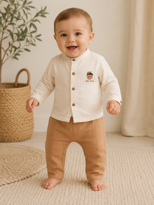 2-Teiler Musselin Beige