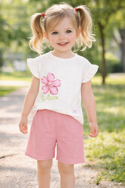 Mädchen 2-teiliges Sommer Outfit mit Blumenprint