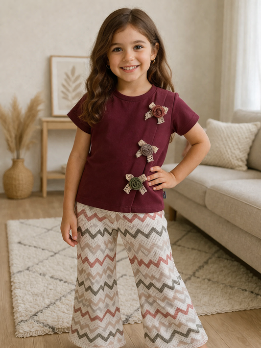 Mädchen Outfit-Set Zickzack Hose