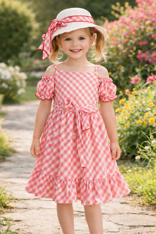 Kinder Kleid Set Karo