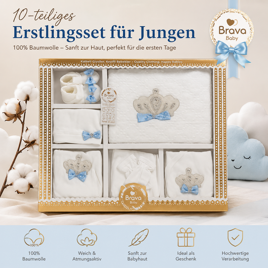 Erstlingsset Baumwolle Krone Hellblau