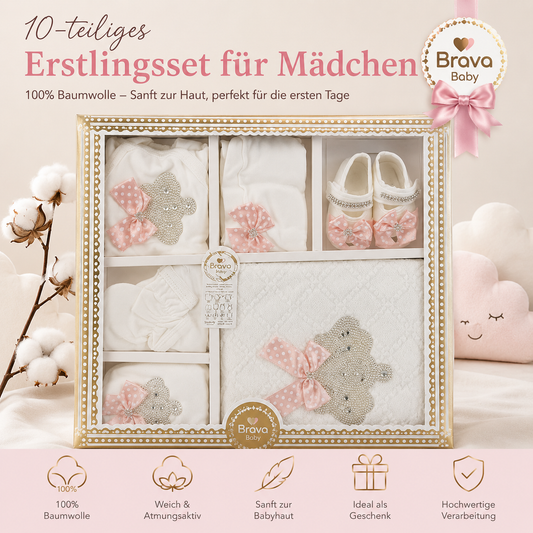 Erstlingsset Baumwolle Krone Apricot