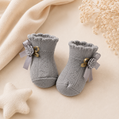 Babysocken Rosen Schleifen