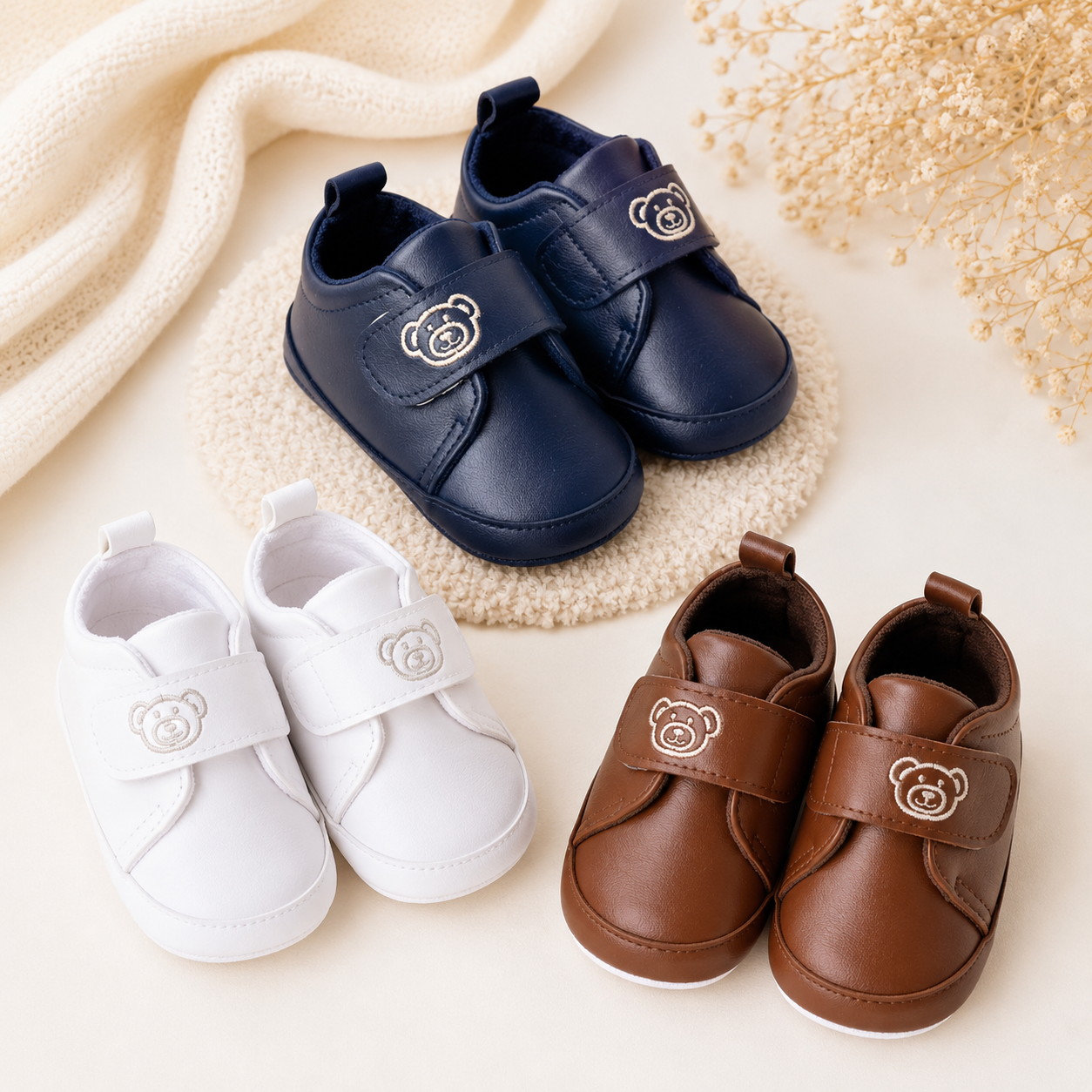 Babyschuhe Klettverschluss Bärenmotiv