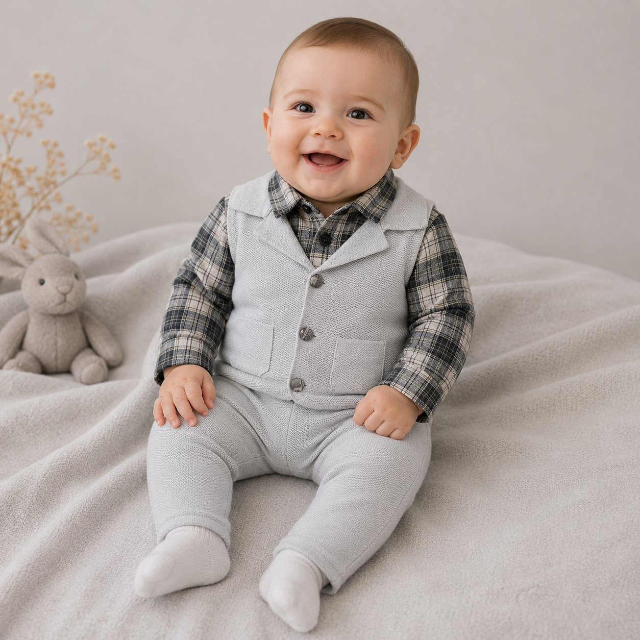 Nipperland Babyset Karo Grau