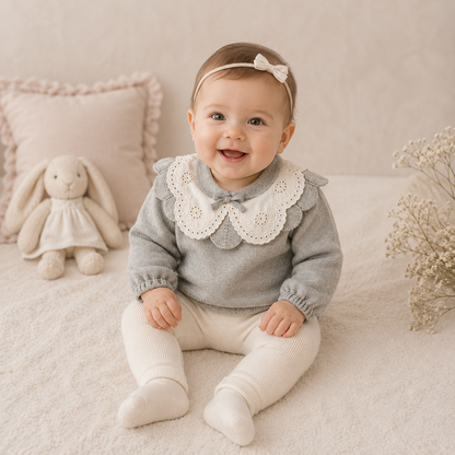 Nipperland Babyset Spitzenkragen