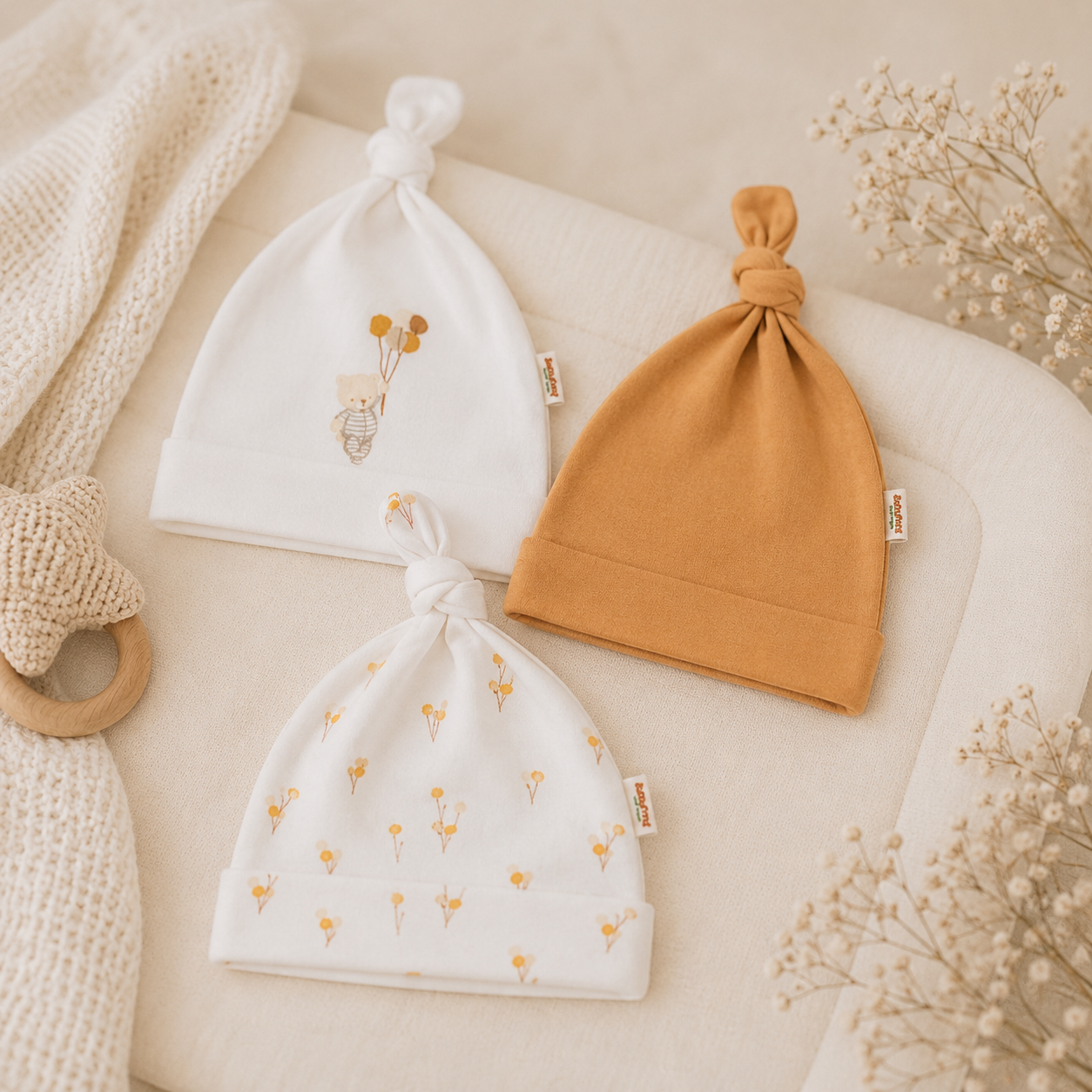 Babymützen Baumwolle 3er-Pack