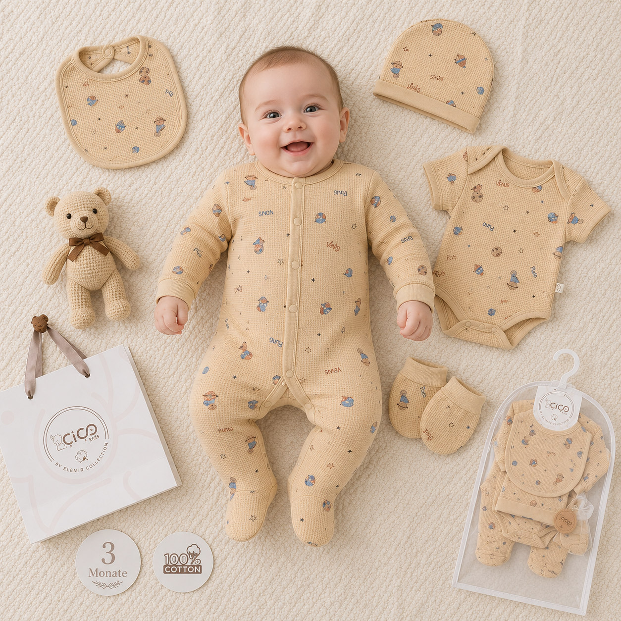 Baby Geschenkset Beige