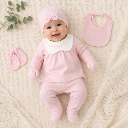 Erstlingsset Rosa Kragen