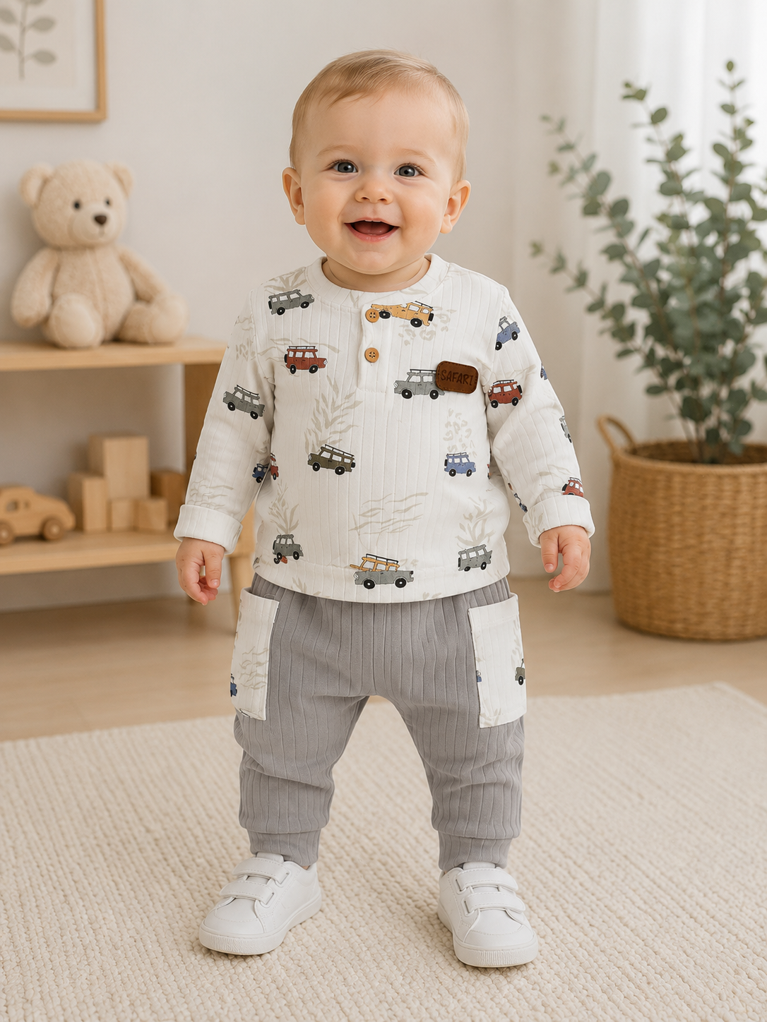 Outfit Set Autos Grau