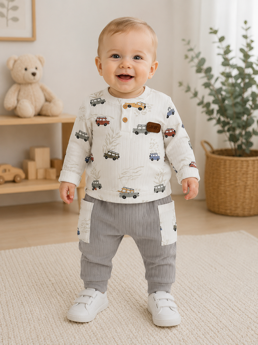 Outfit Set Autos Grau